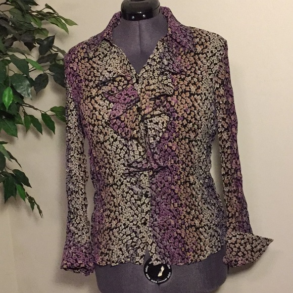 💗 Vintage purple dressy top with frills - Picture 8 of 8